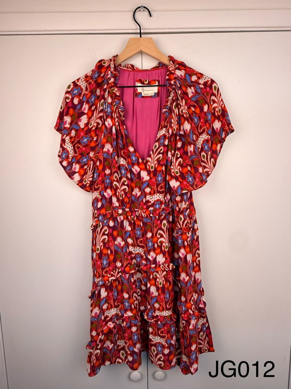Anthropologie Robin Tiered Mini Dress M Raspberry